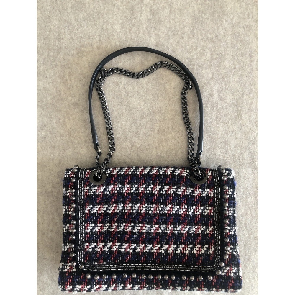 Zara Collection Basic Woven Striped‎ 10x7 Shoulder/HandBag - Chain Strap